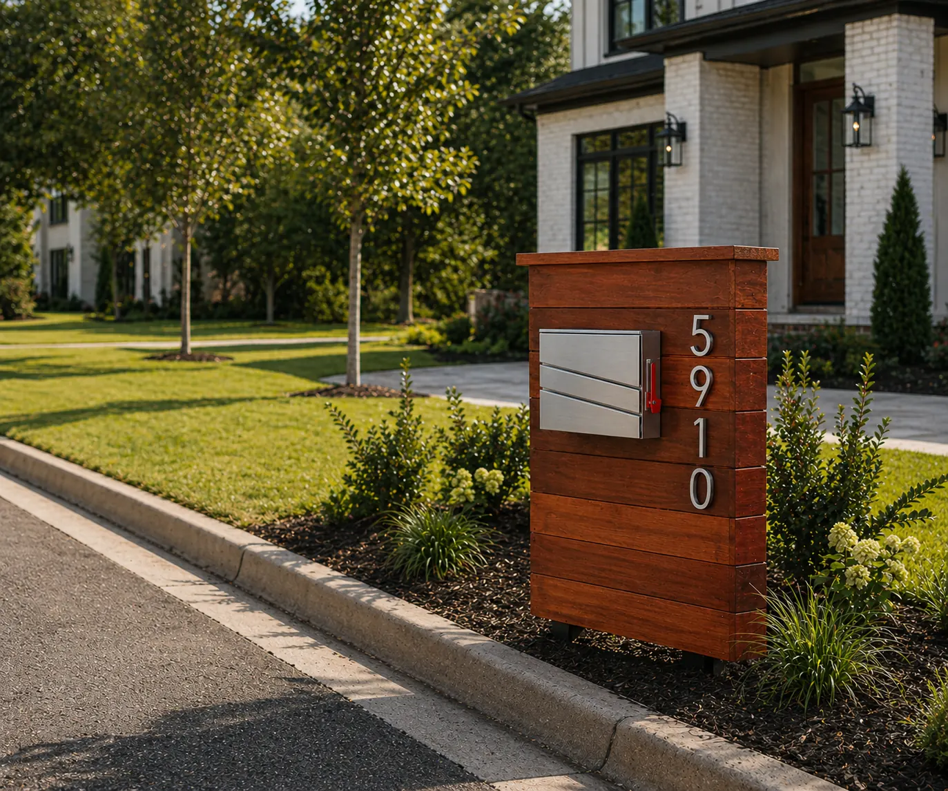 The Monolith modern wood panel mailbox design